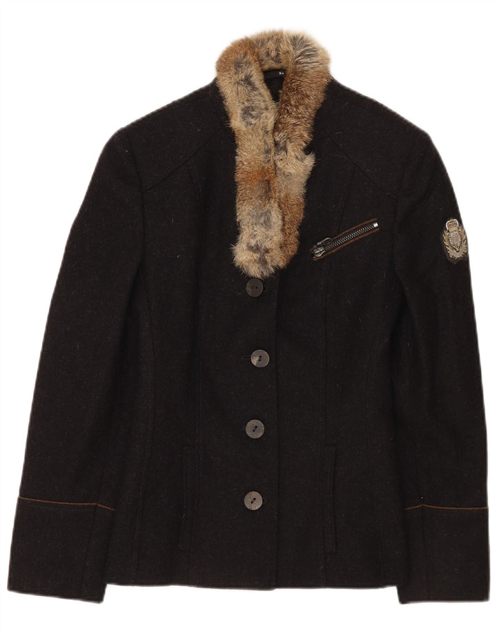 Allwerk Veste Blazer 4 Boutons Femme EU 34 XS Noir Laine Vierge