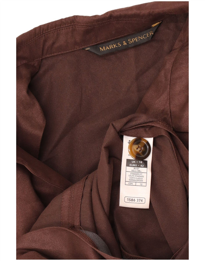 Marks & Spencer Veste blazer à 3 boutons pour femme UK 14 Large Marron Polyester