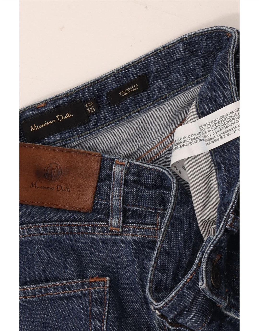 MASSIMO DUTTI Jean droit homme EU 38 Small W30 L30 bleu coton