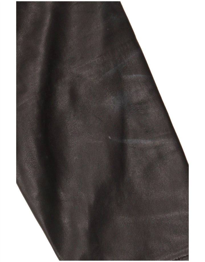 JAEGER Veste en cuir femme UK 12 Cuir noir moyen
