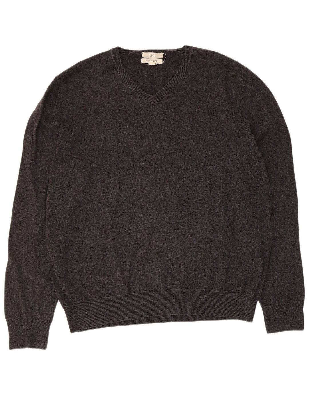 Marks & Spencer Pull col V pour homme XL Gris Coton