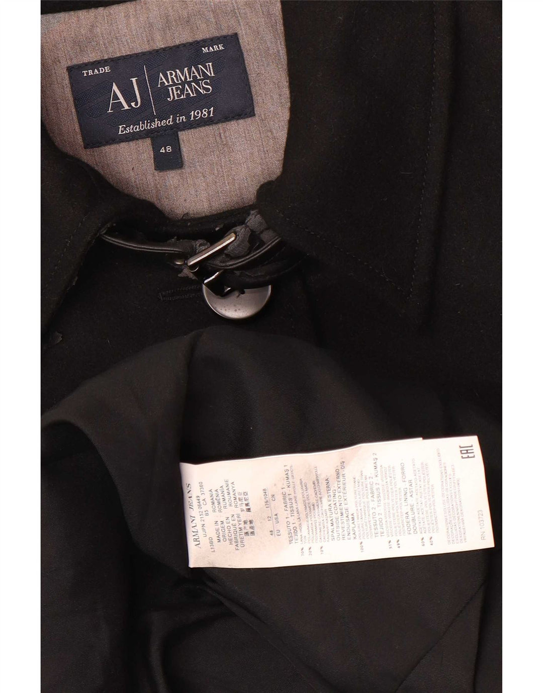 Armani Jeans Manteau Femme IT 48 XL Laine Noir