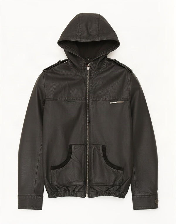 Superdry Veste en cuir à capuche militaire pour homme UK 38 Medium Noir