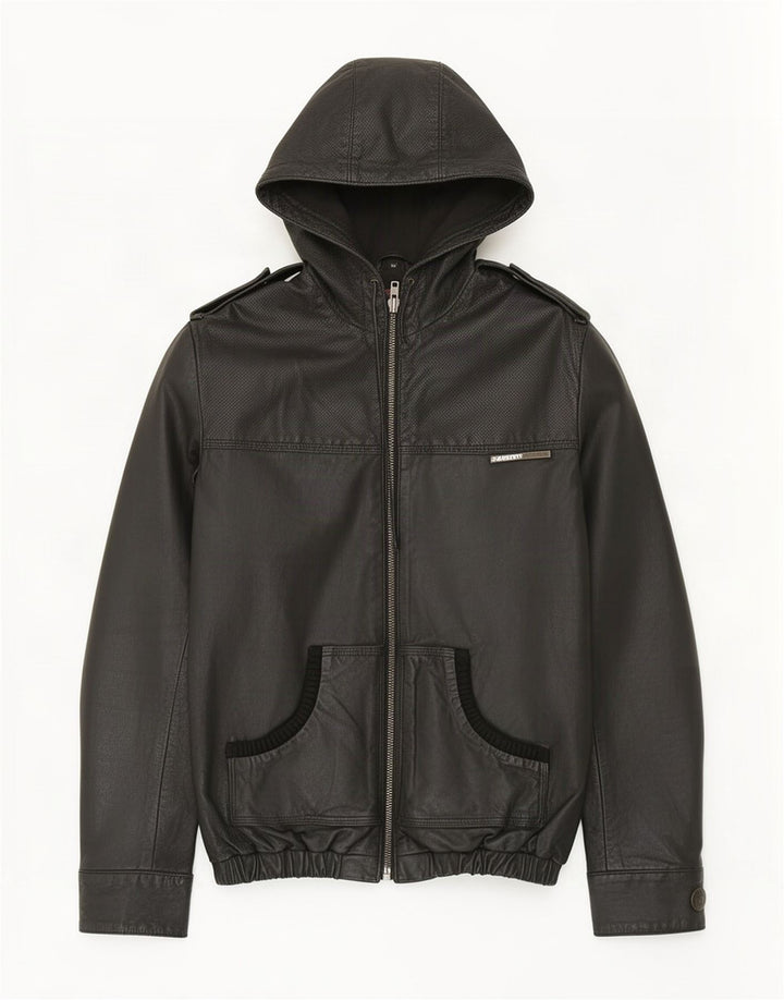 Superdry Veste en cuir à capuche militaire pour homme UK 38 Medium Noir