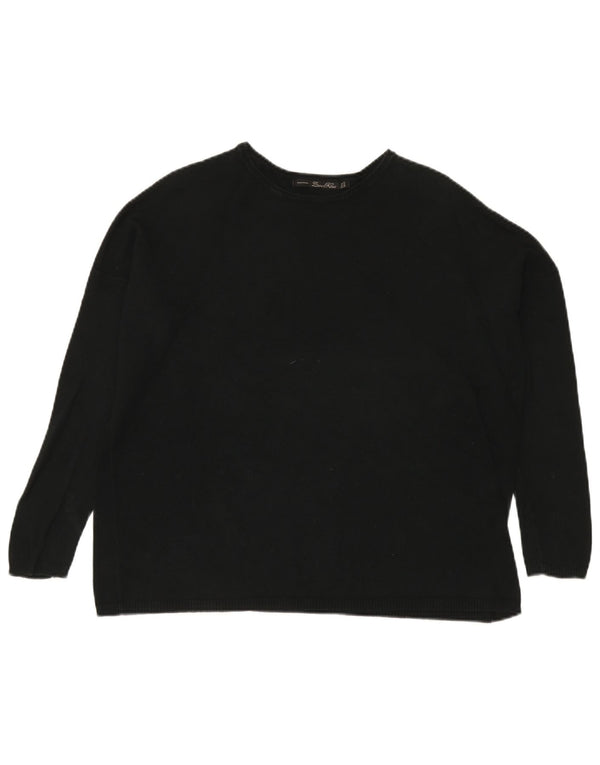 Zara Pull surdimensionné à col bateau pour femme UK 14 Noir moyen