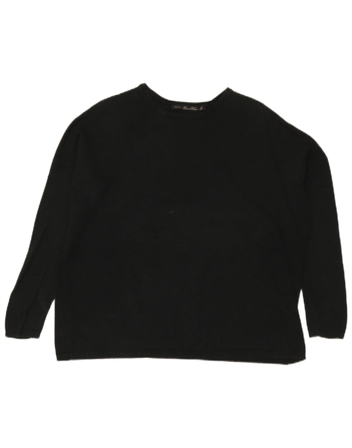 Zara Pull surdimensionné à col bateau pour femme UK 14 Noir moyen