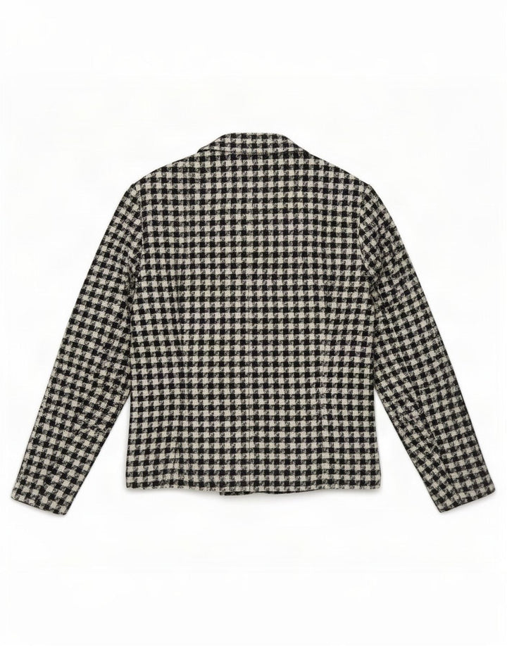 Marks & Spencer Veste blazer à 4 boutons pour femme UK 14 Large pied-de-poule noir