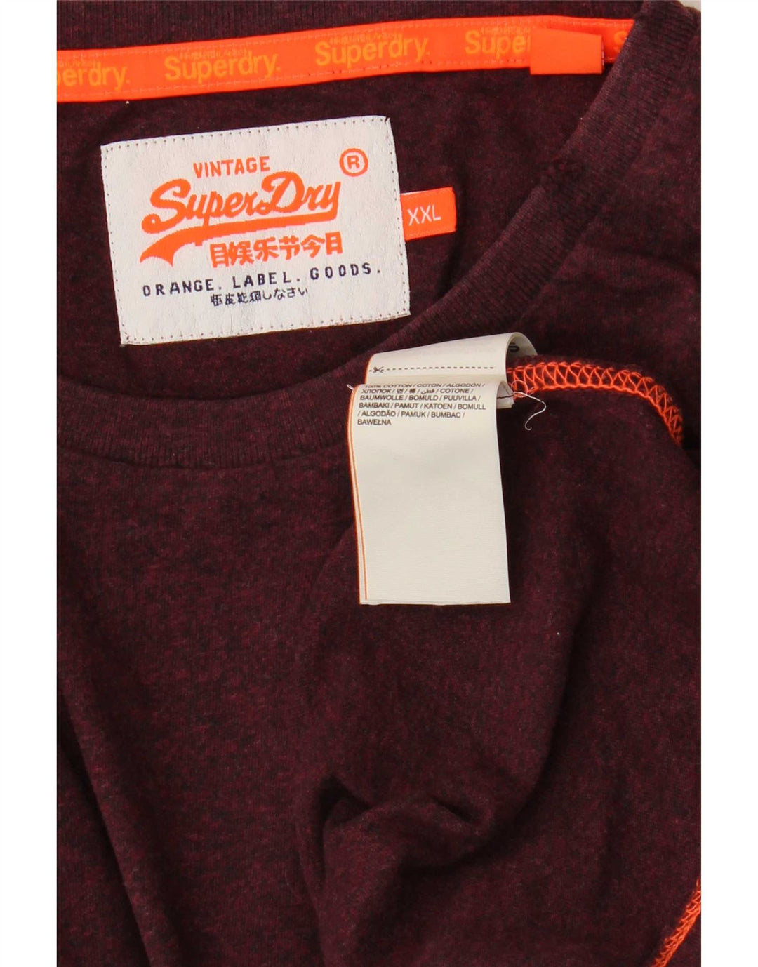Superdry Haut à manches longues pour homme 2XL en coton bordeaux