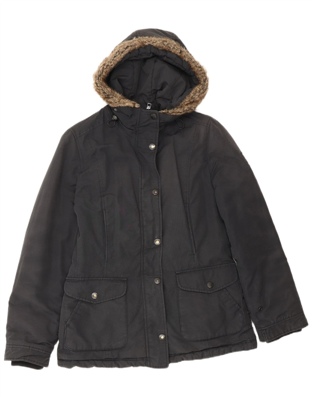Refrigue Parka à capuche pour femme UK 10 Small Noir Coton