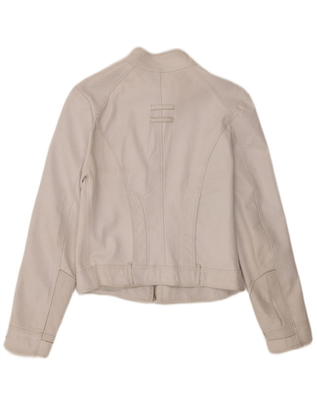 veste en cuir crop femme vintage IT 46 Grand cuir blanc