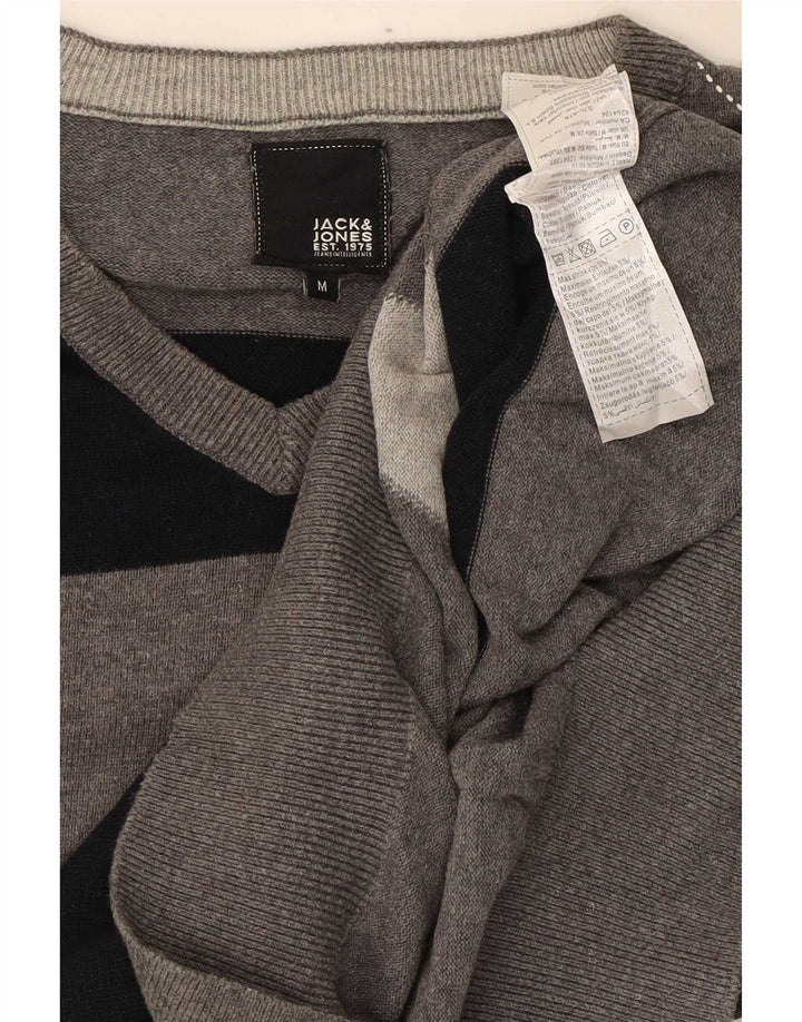 Jack & Jones Pull Col V Homme Gris Moyen Argyle/Diamant Coton