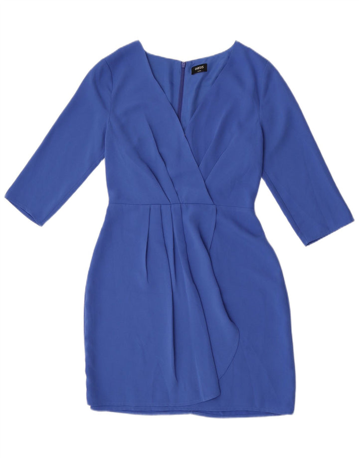 Oasis Robe fourreau à manches 3/4 pour femme UK 8 Petit Bleu Polyester