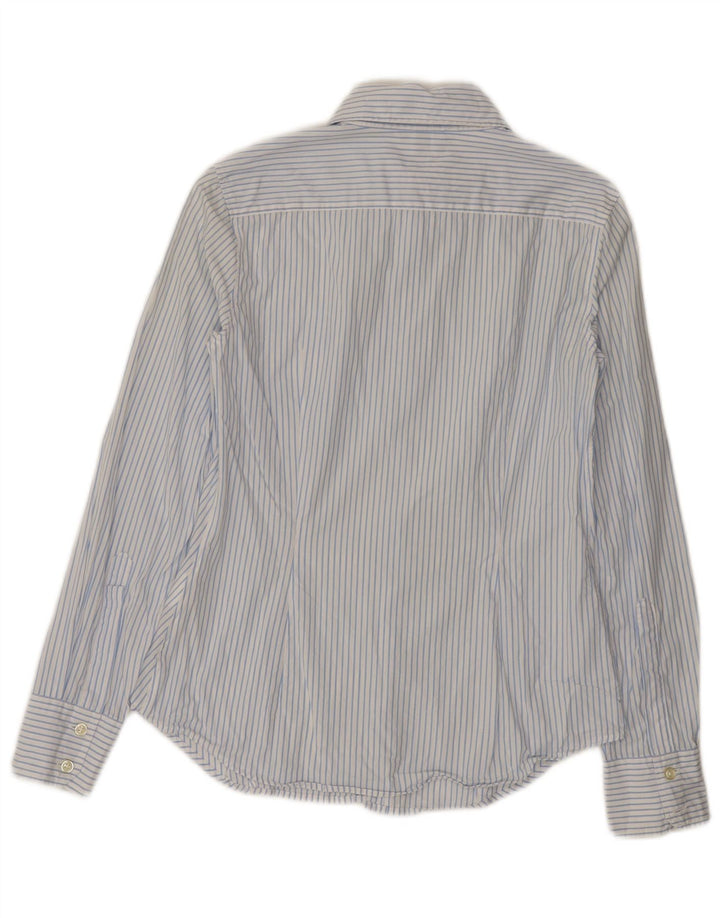 Benetton Chemise Femme UK 12 Coton à fines rayures blanc moyen