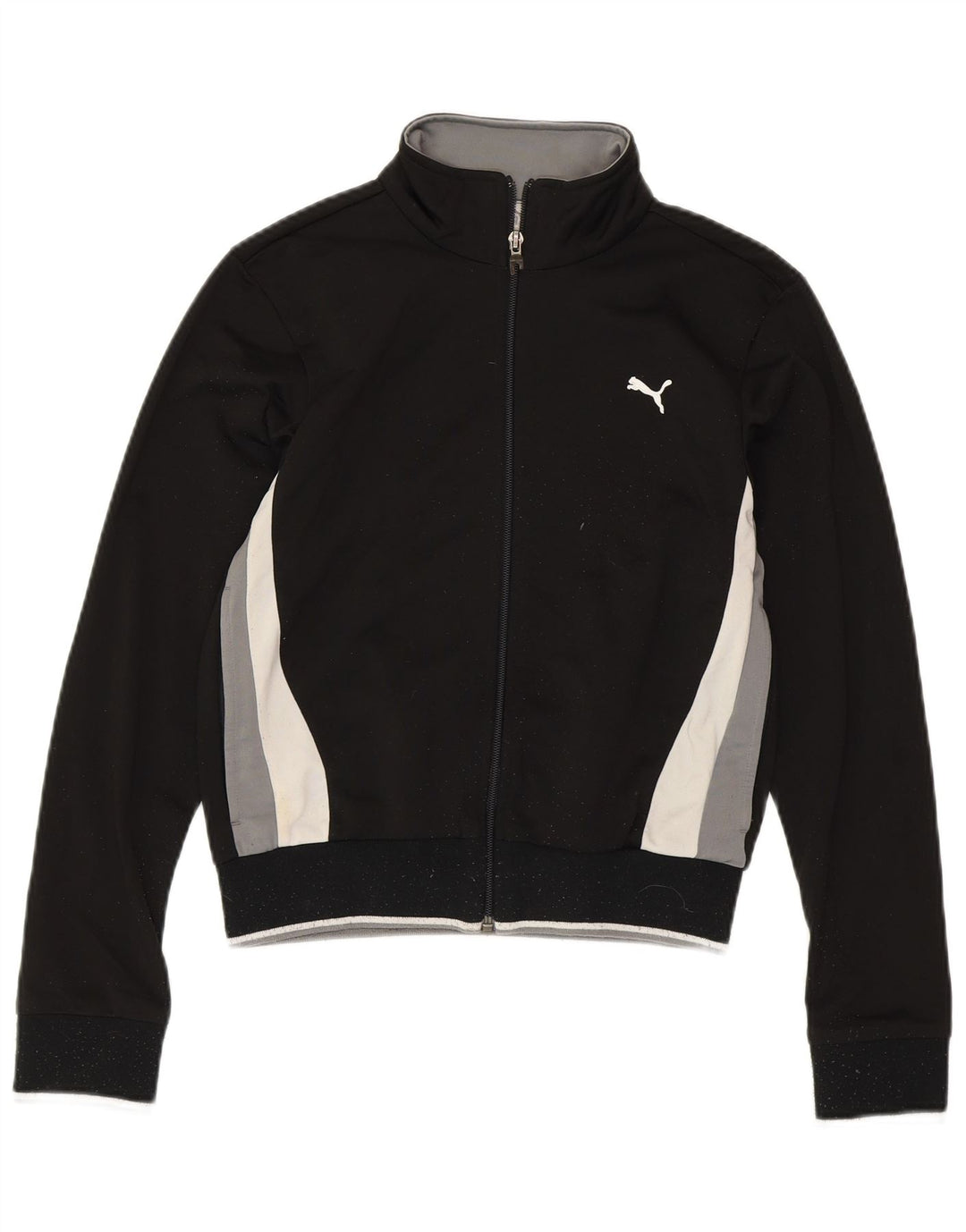 PUMA Veste de survêtement pour femme UK 8 Small Noir Colorblock Polyester