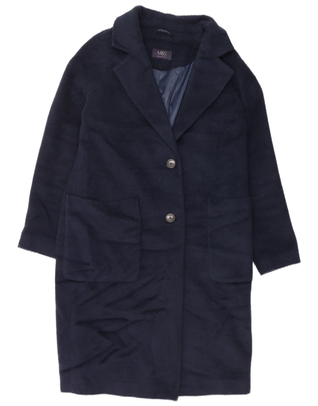 Marks & Spencer Manteau surdimensionné pour femme UK 10 Small Bleu marine Polyester