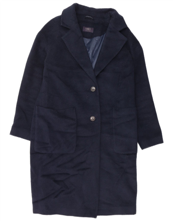 Marks & Spencer Manteau surdimensionné pour femme UK 10 Small Bleu marine Polyester