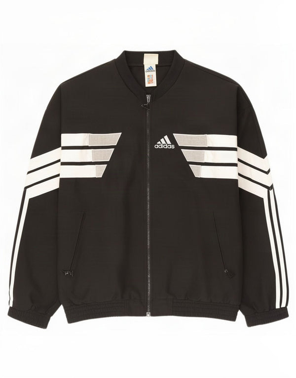 Adidas Mens Tracksuit Top Jacket UK 44/46 Large Black Colourblock Cotton