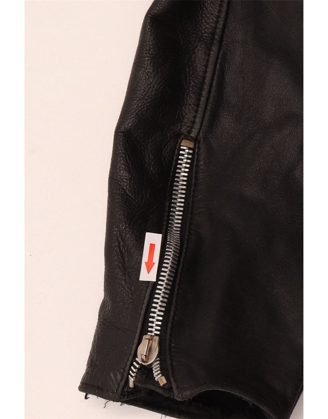 vintage Womens Crop Leather Biker Jacket UK 12 Cuir noir moyen