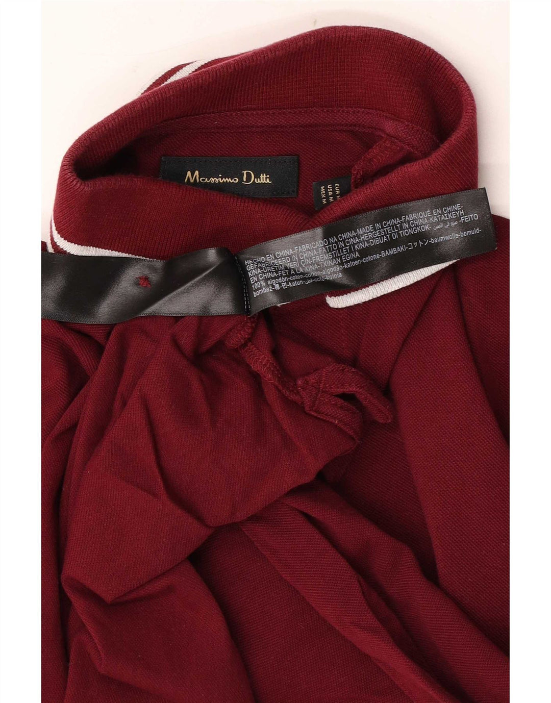 Massimo Dutti Polo Homme Coton Rayé Bordeaux Moyen