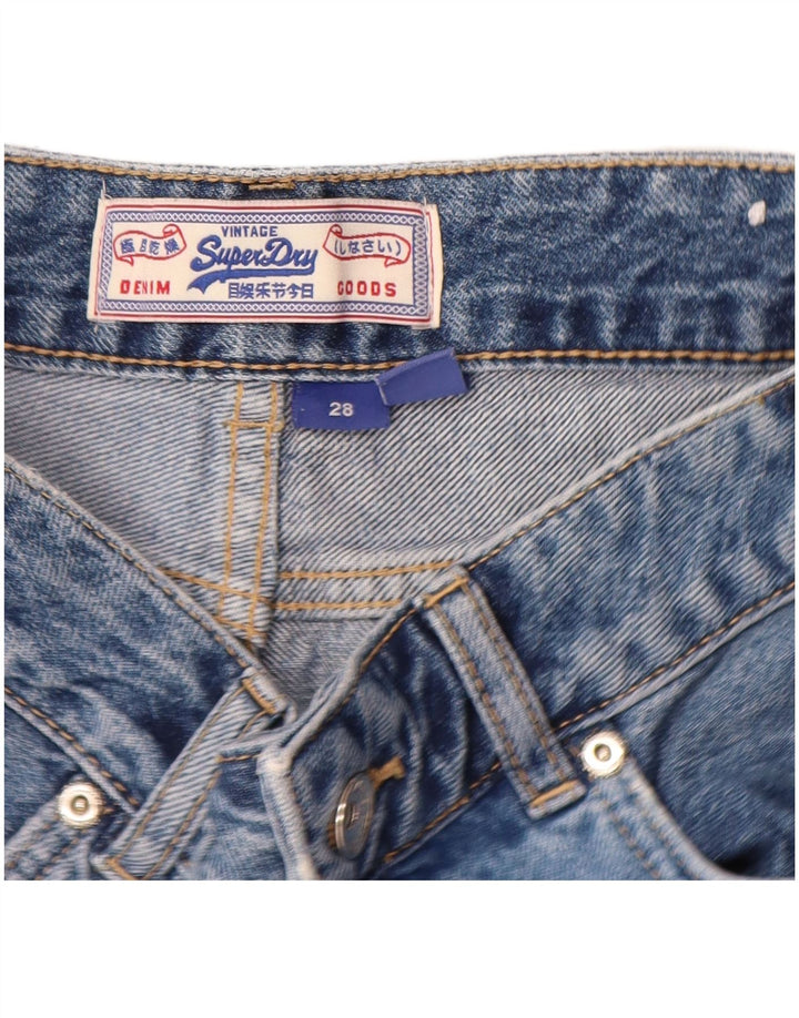 Superdry Short En Jean W28 Femme Bleu Moyen Coton