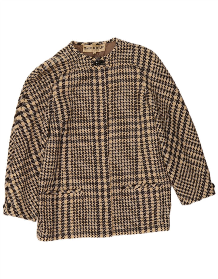 Mario Borsato Veste Blazer Femme IT 42 Laine Pied-de-Poule Beige Moyen