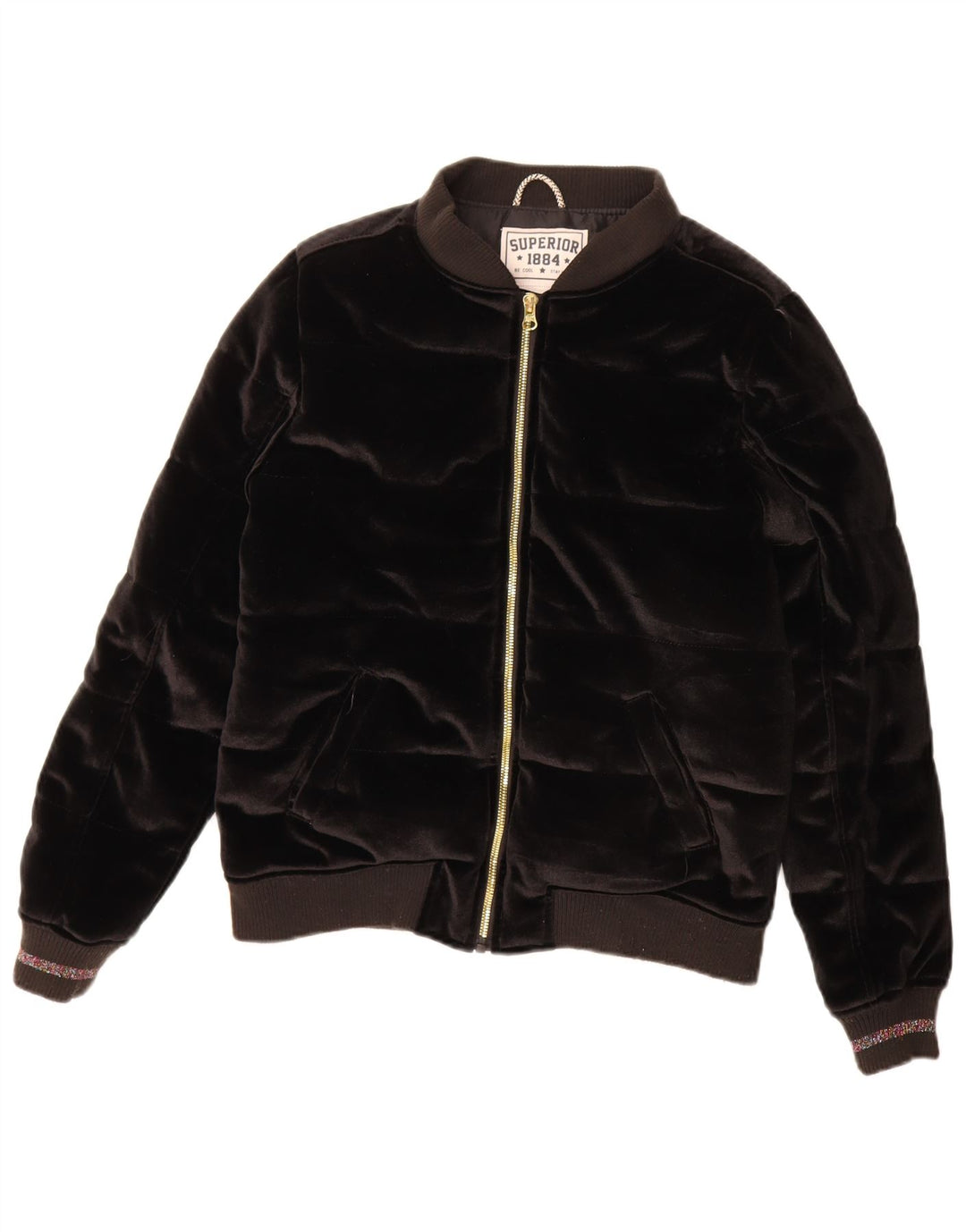 Superior Veste matelassée en velours pour fille 13-14 ans Noir Polyester