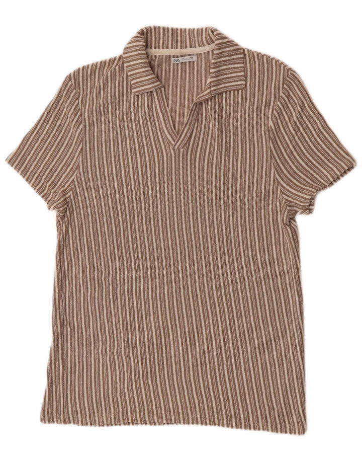 Polo Homme Zara Grand Coton Rayé Beige