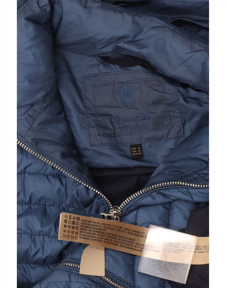 Massimo Dutti Gilet rembourré à capuche pour femme UK 12 Bleu moyen Polyester