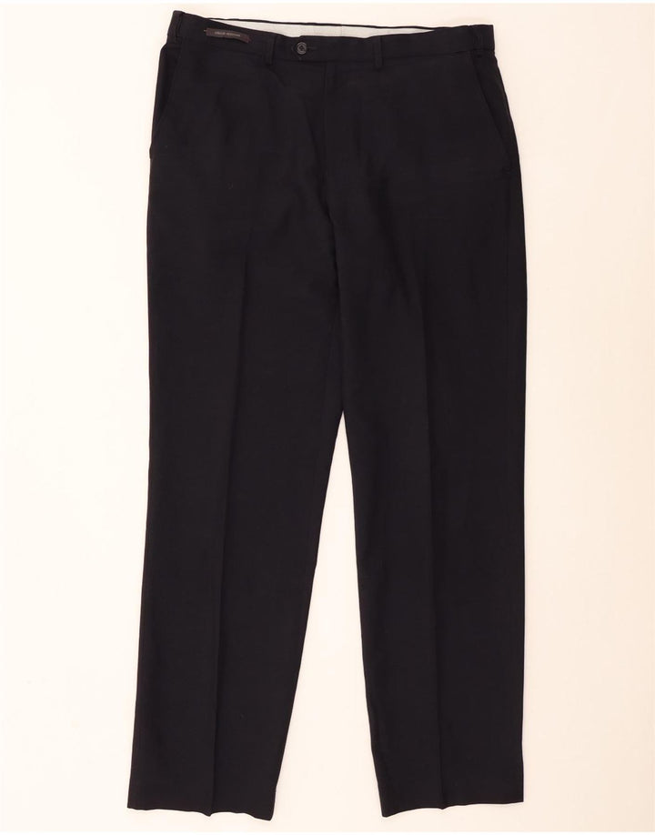 Marks & Spencer Pantalon de Costume Regular Homme W36 L33 Bleu Marine Polyester