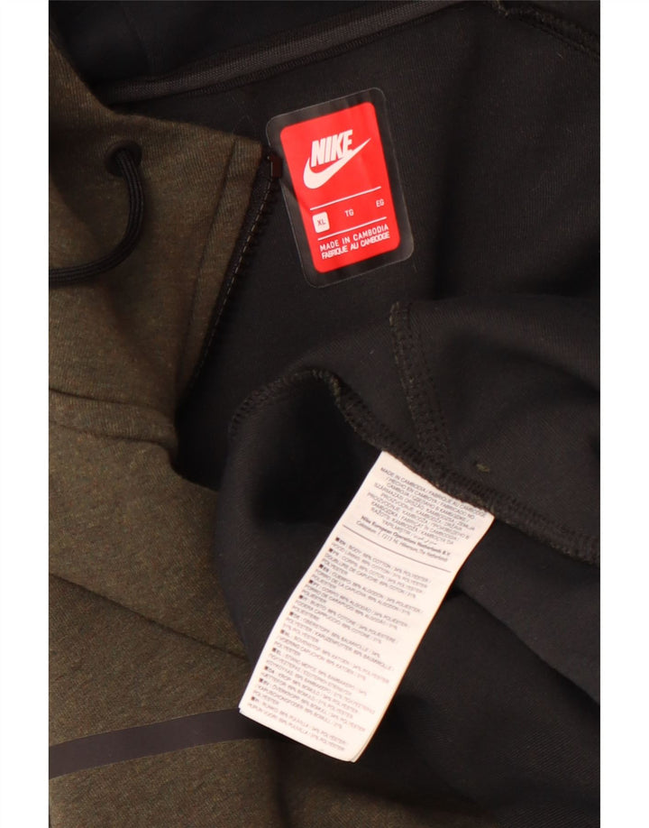 Nike Pull à capuche zippé XL en coton kaki pour homme
