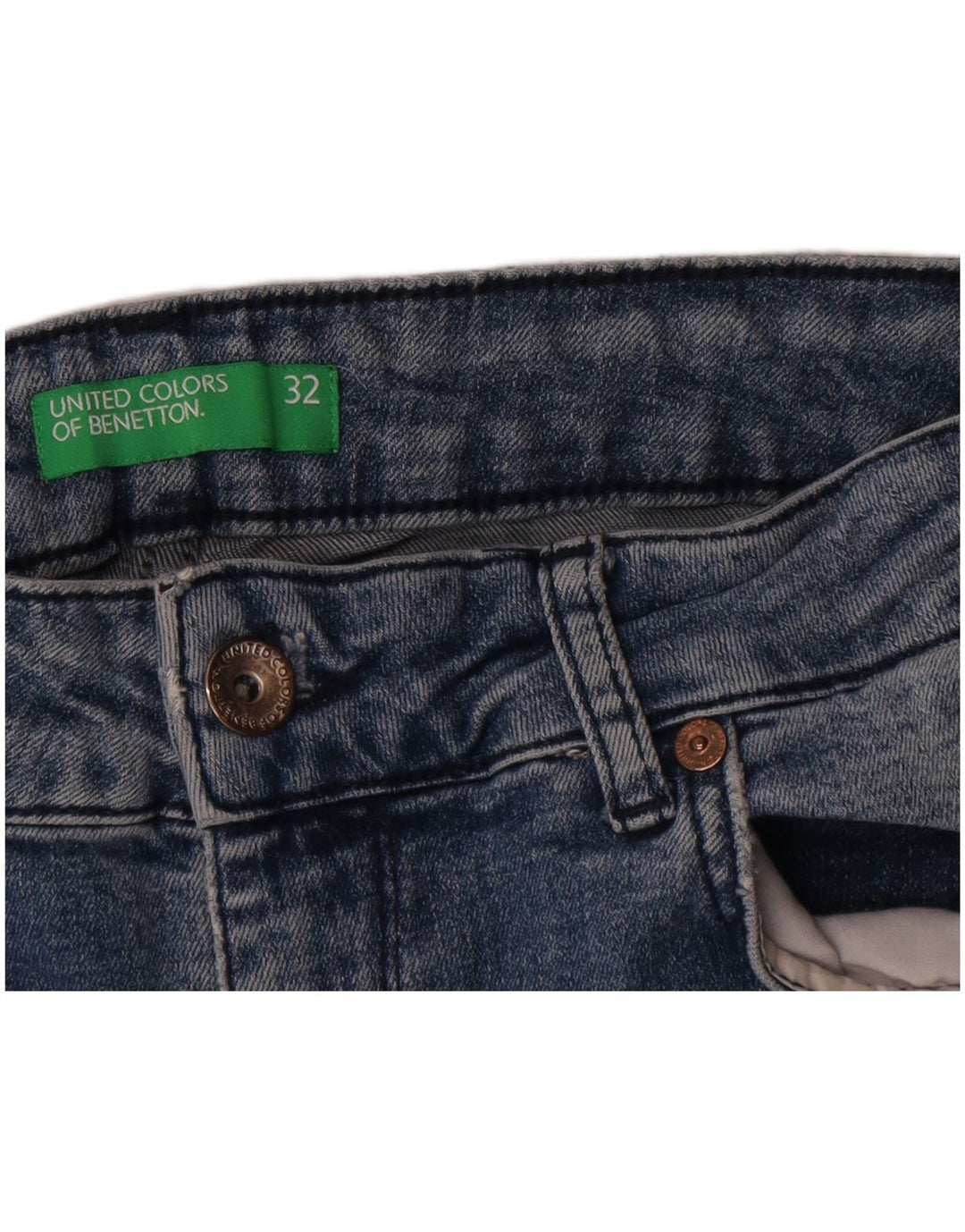 Benetton Jean Slim W32 L26 Femme Bleu