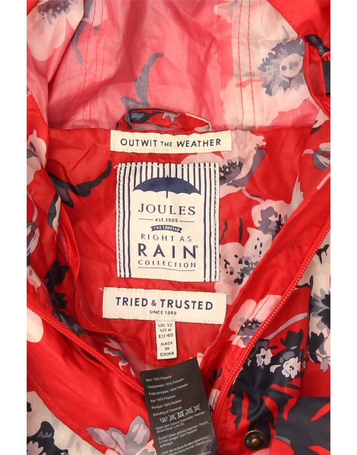 Joules Manteau imperméable à capuche pour femme UK 42 en polyester floral rouge moyen