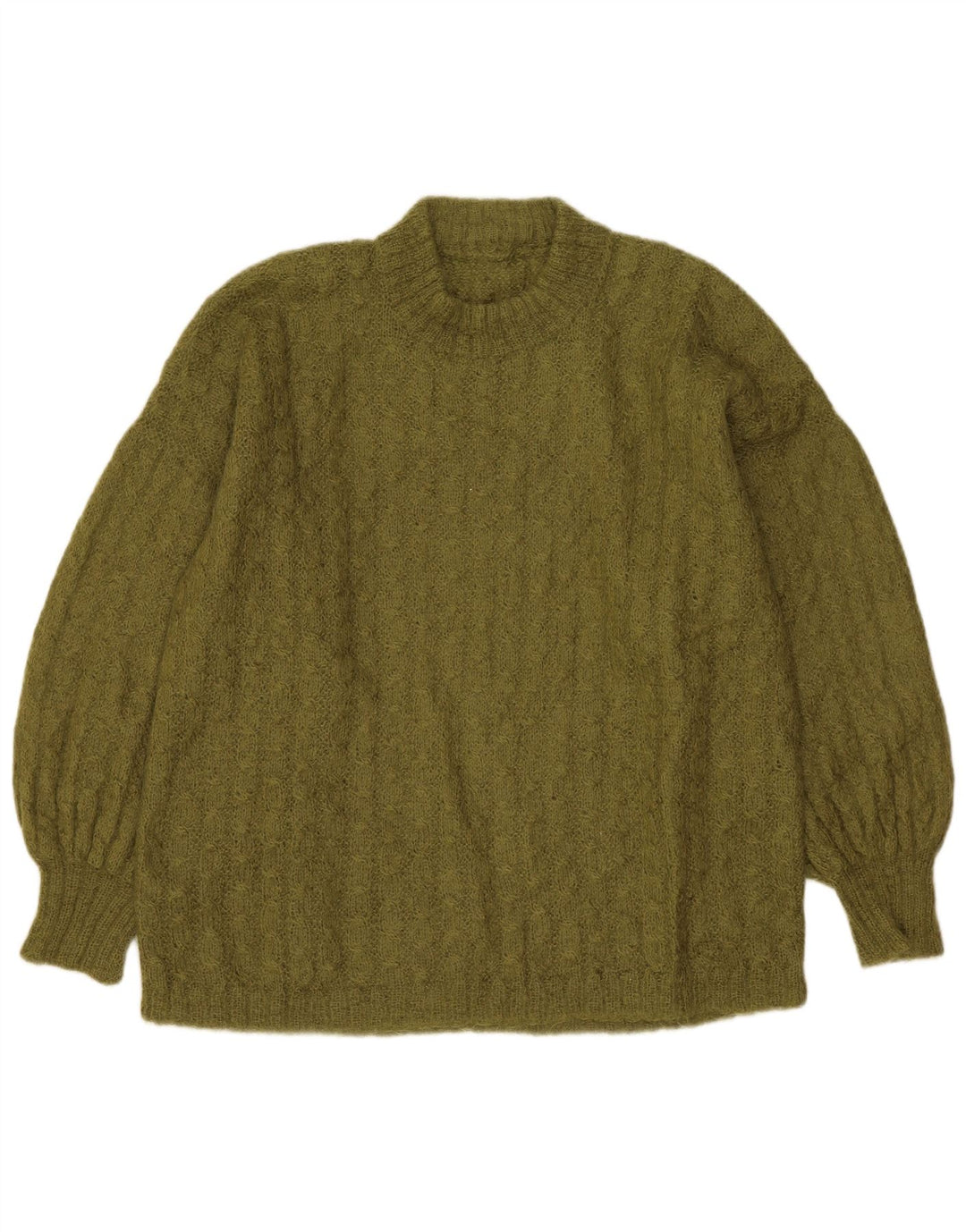 vintage Womens Turtle Neck Jumper Pull UK 14 Grand Kaki