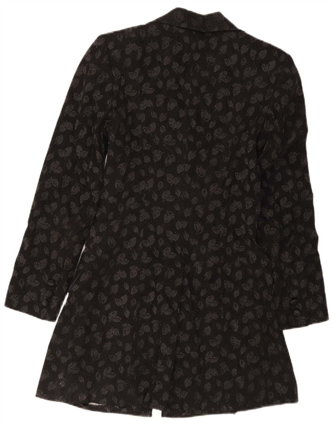 Vintage Femme Longline 6 Bouton Blazer Veste IT 40 Petit Noir Floral