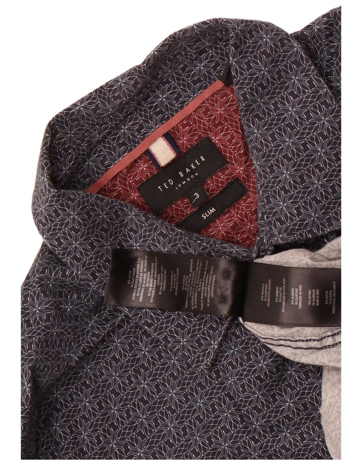 Ted Baker Chemise Slim Fit pour Homme Taille 3 Bleu Marine Moyen Coton Floral