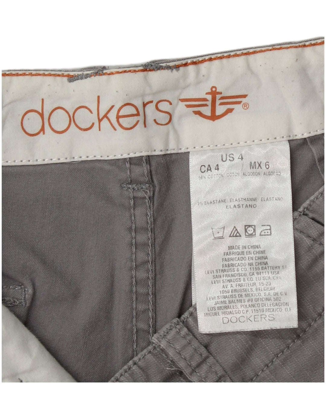 DOCKERS Short Chino Femme US 4 Small W28 Gris Coton