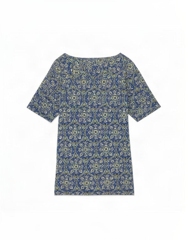 Marks & Spencer T-Shirt Femme Top UK 22 3XL Bleu Floral Coton