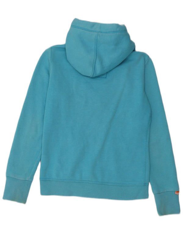 Superdry Pull à capuche zippé pour femme UK 10 Small Bleu Coton