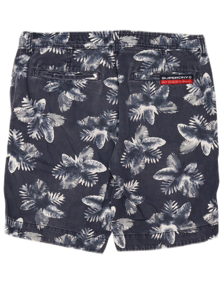 Superdry Short Chino Homme Medium W32 Bleu Marine Floral Coton