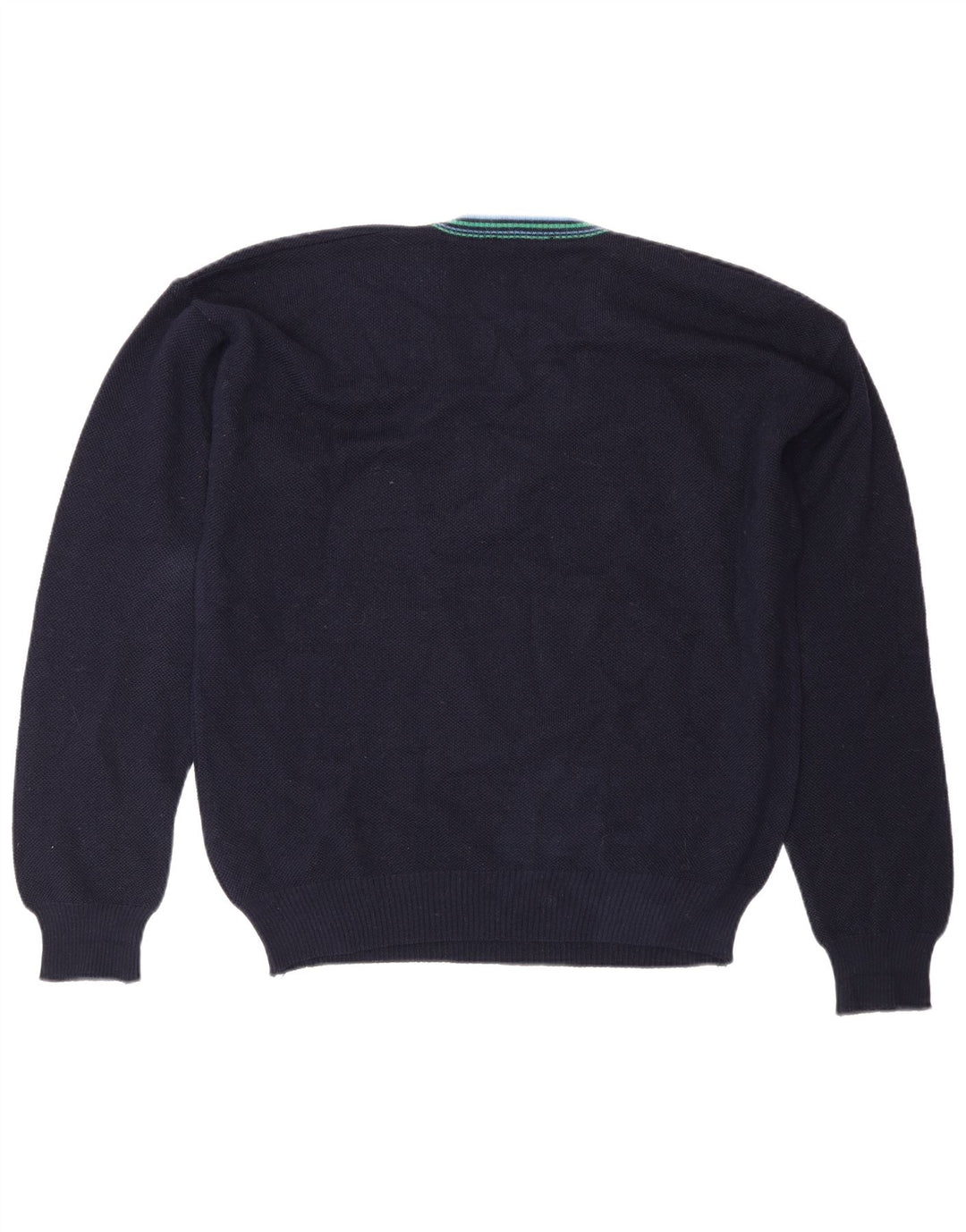 vintage Homme Col V Pull Pull IT 50 Laine Bleu Marine Moyenne