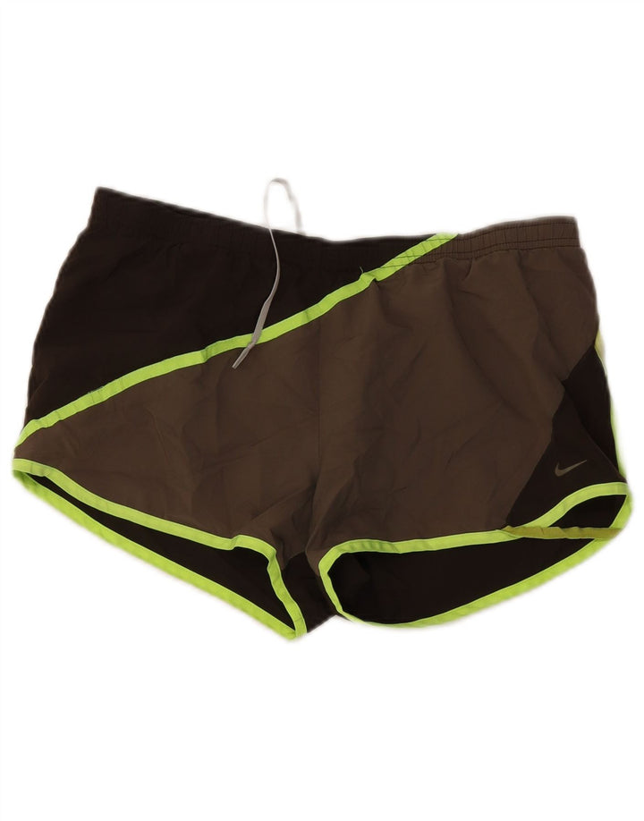 Nike Short de sport Dri Fit pour homme en polyester color block marron moyen