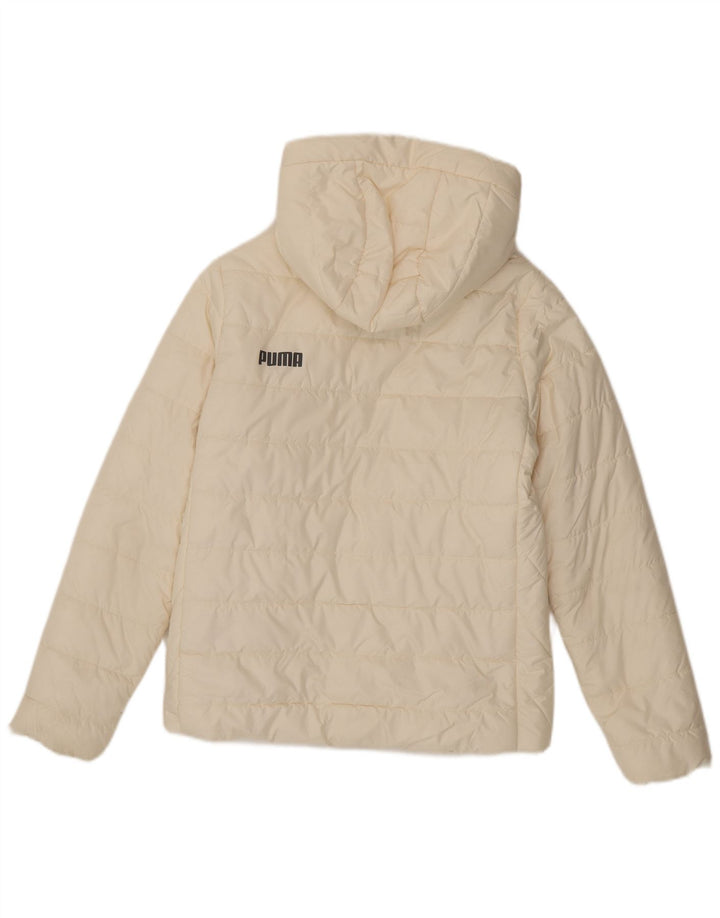 Puma Veste rembourrée à capuche pour femme UK 10 Small Blanc Polyester