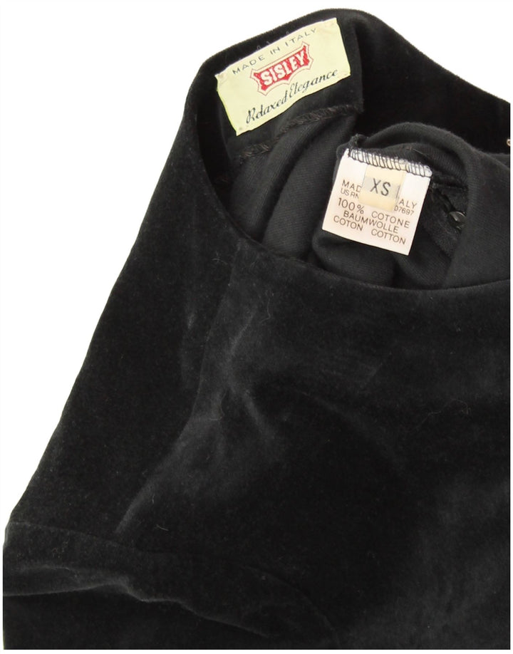 SISLEY Robe fourreau en velours pour femme UK 6 XS Noir Coton
