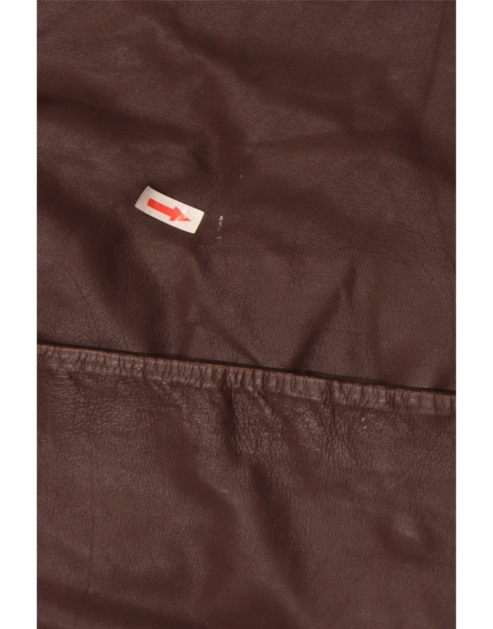 Manteau en cuir femme vintage IT 46 Grand cuir marron