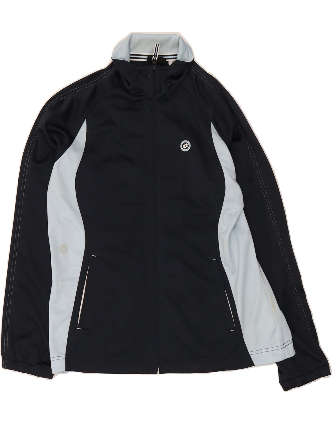 LOTTO Mens Tracksuit Top Jacket Medium Navy Blue Colourblock Polyester Vintage Lotto and Second-Hand Lotto from Messina Hembry 