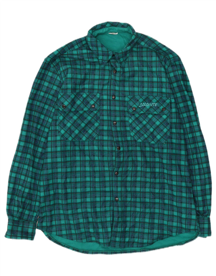 DOLOMITE Chemise en flanelle pour homme en polyester à carreaux vert moyen