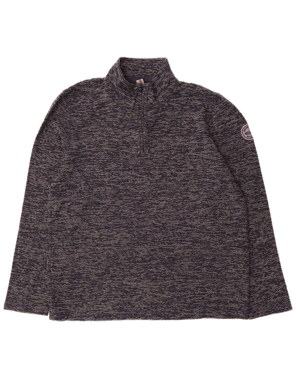 Weird Fish Sweat-shirt col zippé pour homme XL en acrylique moucheté bleu marine
