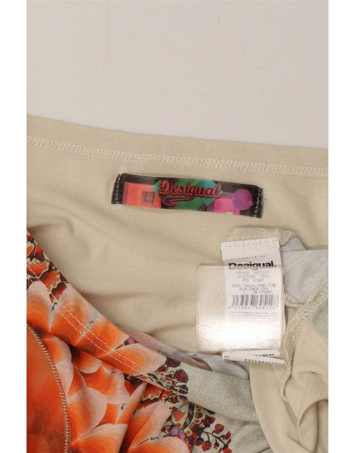 Desigual Chemisier surdimensionné pour femme UK 46 Large Beige Floral Polyester