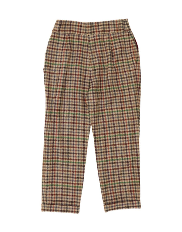 Pantalon court taille haute femme vintage W28 L24 carreaux multicolores