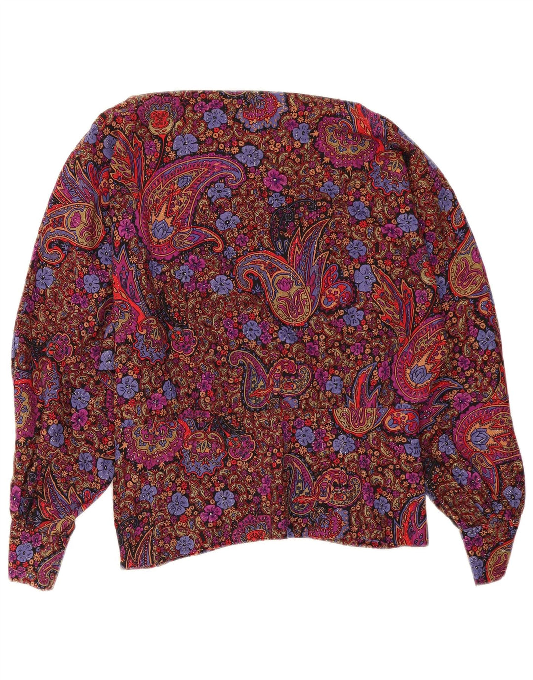 vintage Femme Manches Longues Blouse Top UK 12 Moyen Multicolore Paisley